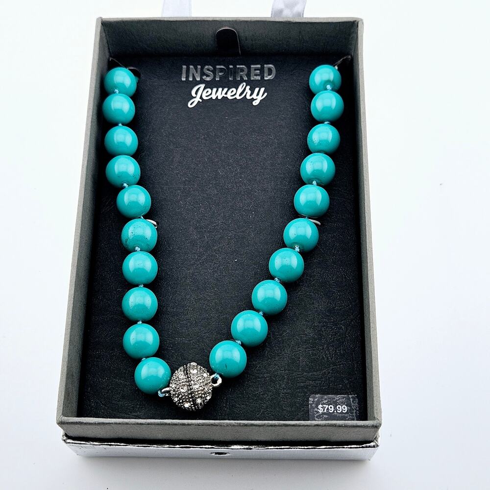 Western Style Turquoise Blue Beaded Necklace Boho Cowgirl Rodeo Stackable NWT